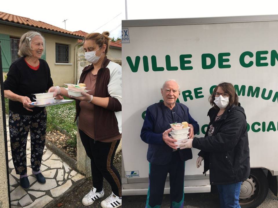 Des professionnelles du CCAS de Cenon livrent des repas aux domicile de seniors