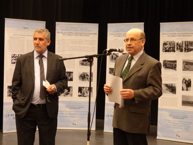 Alain David, Maire et Roland BOISSEAU, professeur d'histoire, Président des Amis da la Fondation pour la Mémoire de la Déportation Gironde