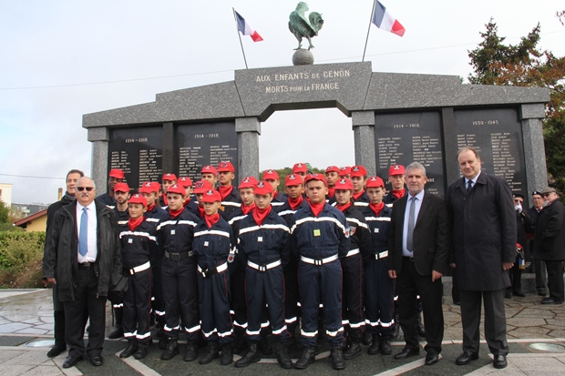 99ème anniversaire de l’armistice de la 1ère Guerre mondiale à Cenon : les jeunes sapeurs pompiers de la Benauge