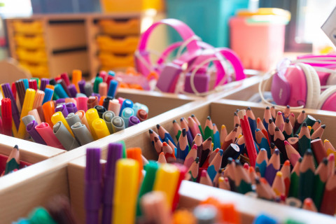 Crayons de couleur à l'école Gambetta